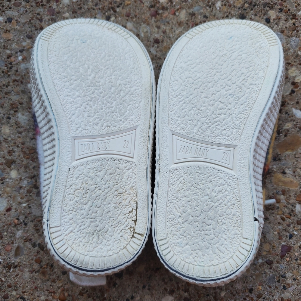 Zara Baby Dream Big Fleece Plaid Sneakers 22 6 - Picture 7 of 8